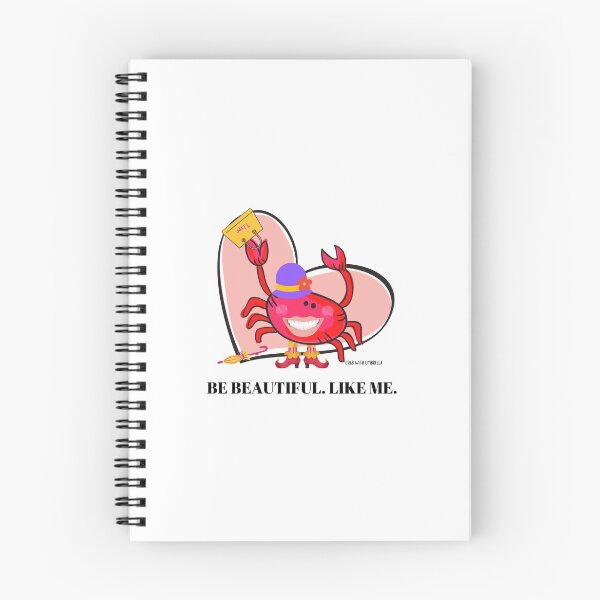 Item preview,  CUTE FUNNY CARTOON FUCHSIA  RED PINK CRAB WITH UMBRELLA TEXT #3 (BE BEAUTIFUL. LIKE ME.  - White/Transparent Background)  designed and sold by EllieMonroe.