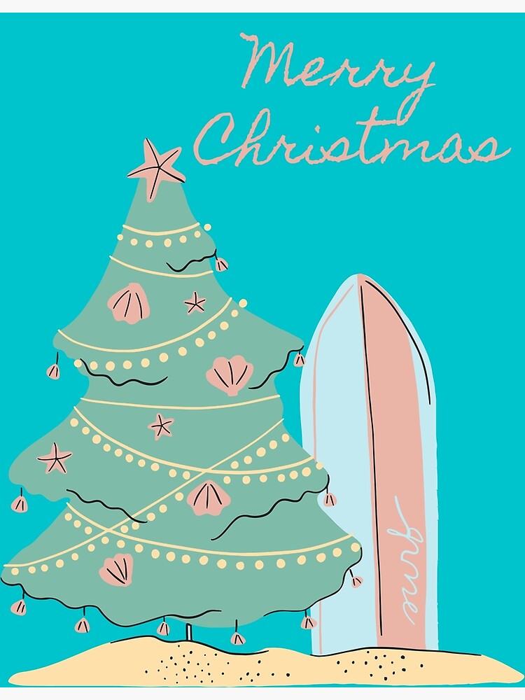 Tropical Christmas Surf Board Cutting Board