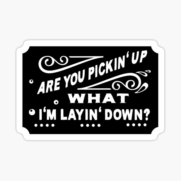 are-you-picking-up-what-i-m-laying-down-white-text-sticker-for-sale