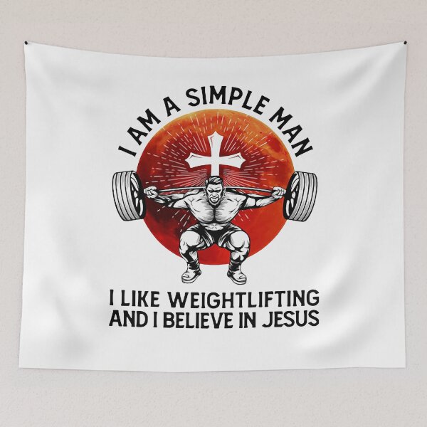 Item preview, I AM A SIMPLE MAN I LIKE WEIGHTLIFTING AND I BELIEVE IN JESUS SHIRT designed and sold by JARELYSHOP.