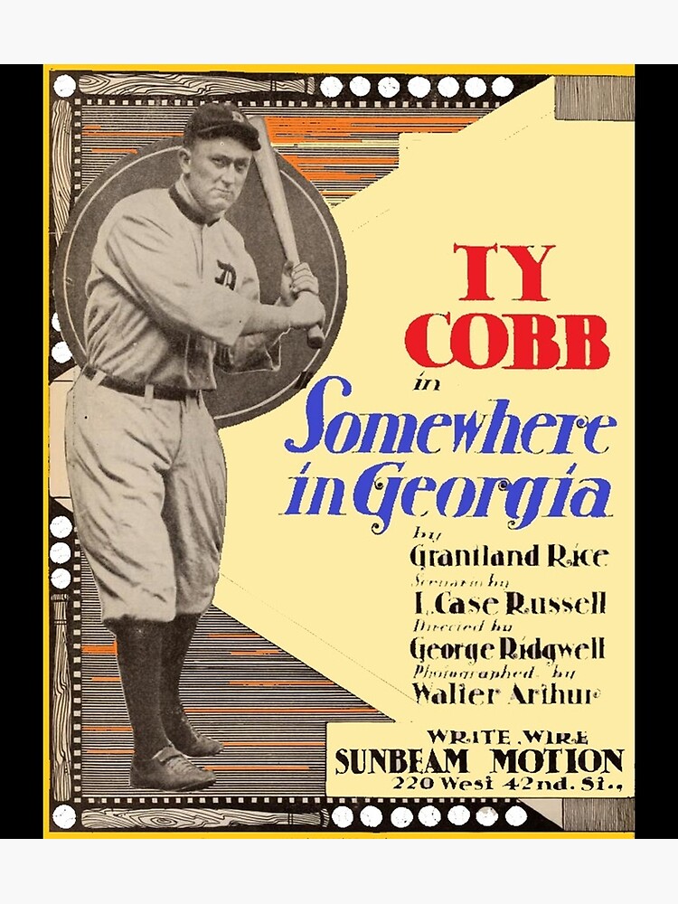 Baseball Icon Ty Cobb Silent Movie Poster Somewhere In Georgia