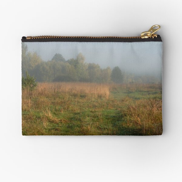Rural pathway in foggy day at autumn Zipper Pouch