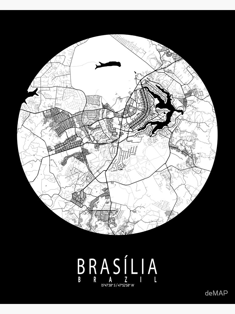 Lámina fotográfica Mapa de la ciudad de Brasilia de Brasil Luna llena de deMAP Redbubble