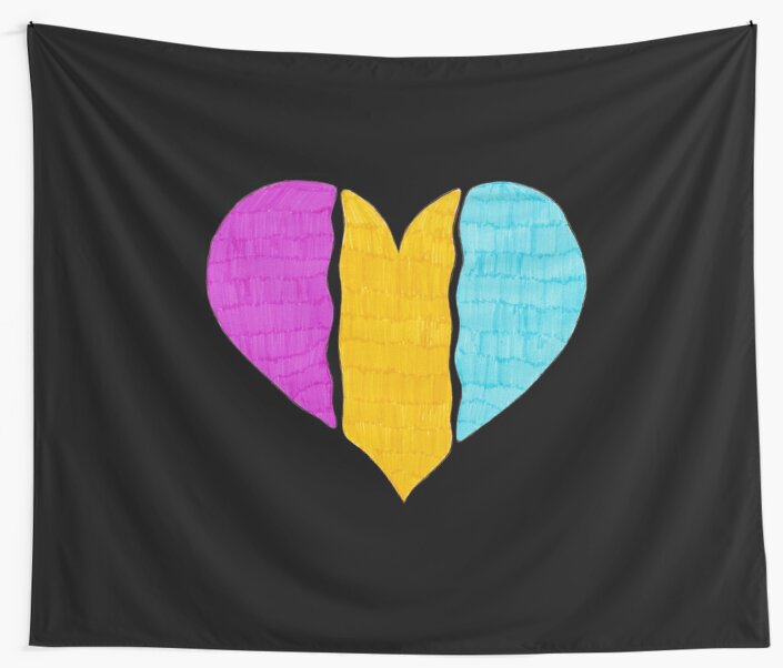 Pansexual Pride Flag Heart Wall Tapestries By Juliadream