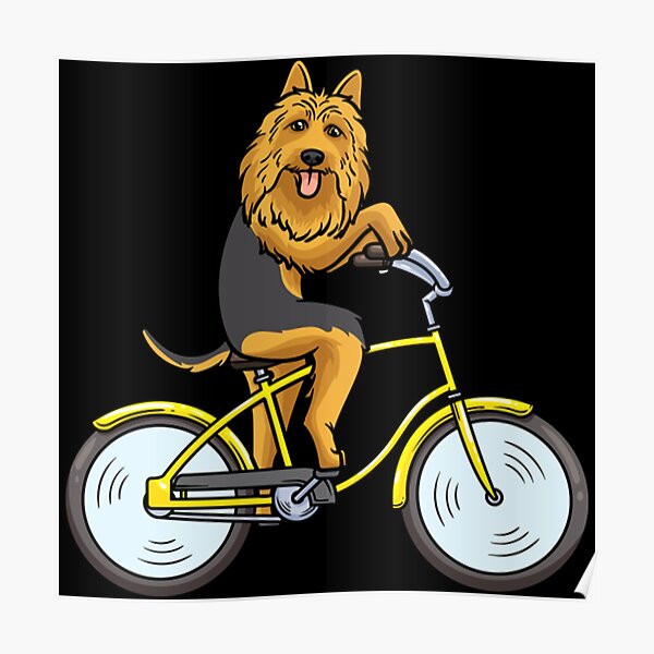 Australian Terrier Dog With Bike Poster
