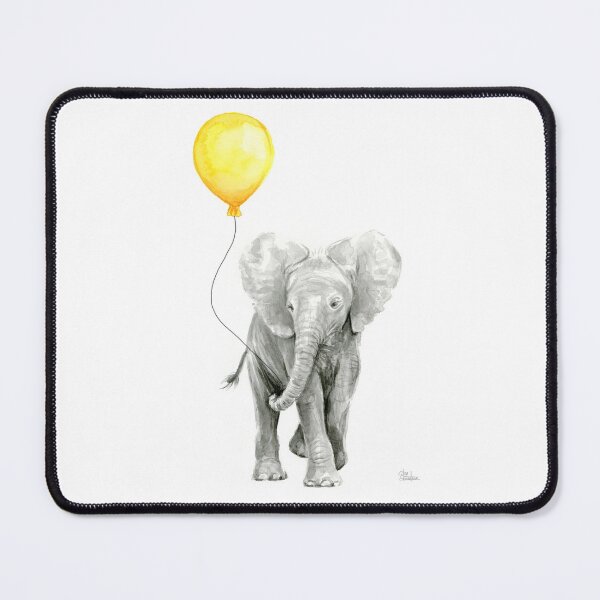Item preview, Elephant Baby Watercolor with Yellow Balloon designed and sold by Olga Shvartsur.