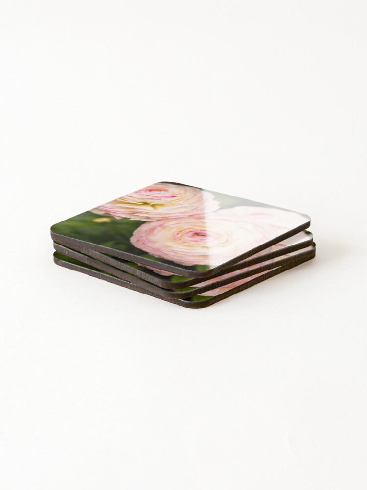 Thumbnail 4 of 5, Coasters (Set of 4), Pink Ranunculus Trio designed and sold by justmylup.
