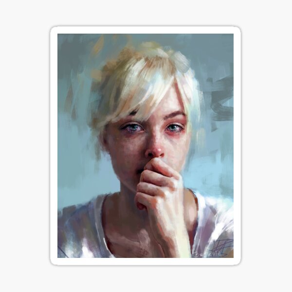 crying portrait ~ painting ~ prints Sticker
