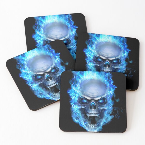 Aperçu de l'œuvre Flaming Blue Skull Cool Graphic créée et vendue par SpookshowDesign.