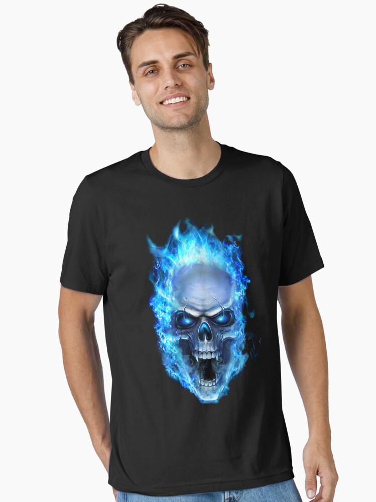 Flaming Blue Skull Cool Graphic
