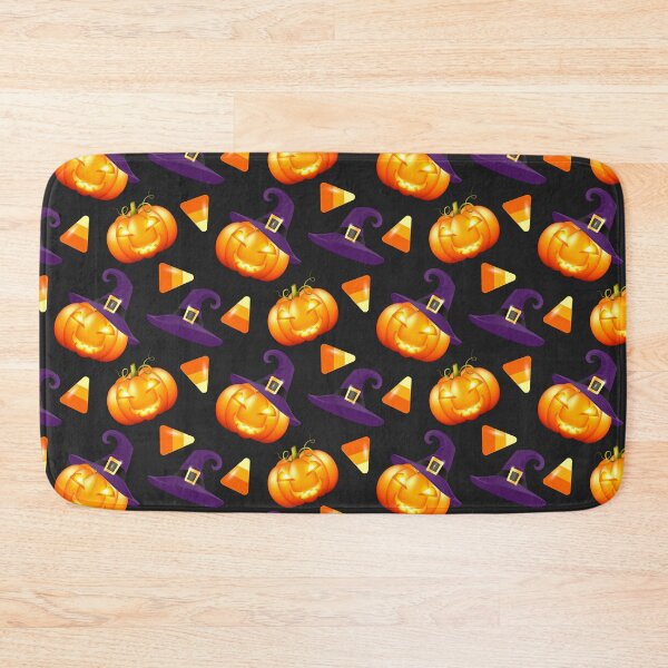 Item preview, Abstract pattern with seamless pattern Halloween pumpkins fnd candy on dark background. designed and sold by Mallva.