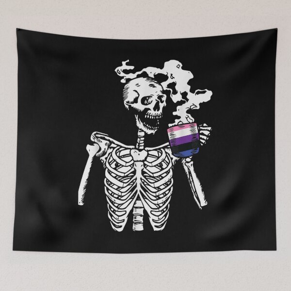 Item preview,  Skeleton Drinking Coffee Gender Fluid Pride Skull Lgbtq Ally designed and sold by cysandy.