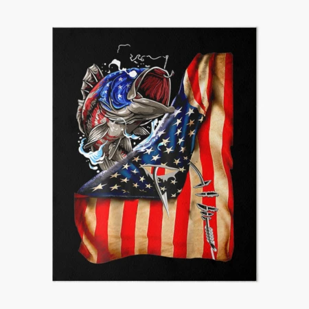 Fishing Fish American Flag 4th July Art Board Print for Sale by