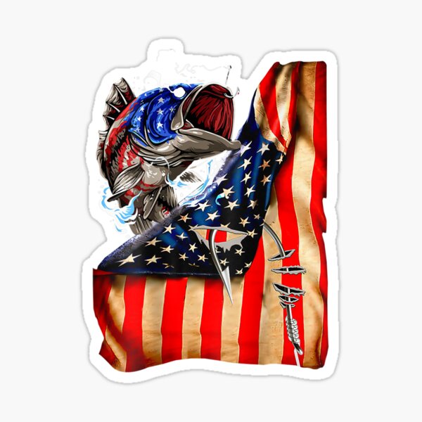 Black White American Flag Striped Bass 4th July Fish | Poster