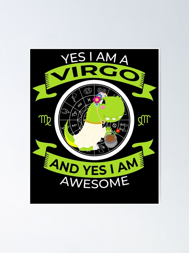 "Cute Virgo Zodiac Sign Astrology TRex Dinosaur Horoscope" Poster by