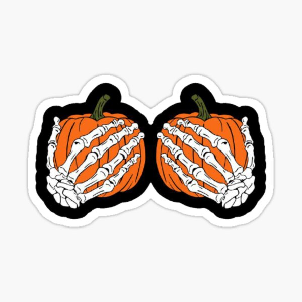 Pumpkin Boobs Skeleton Hands Bra Halloween Party Costume Shirt