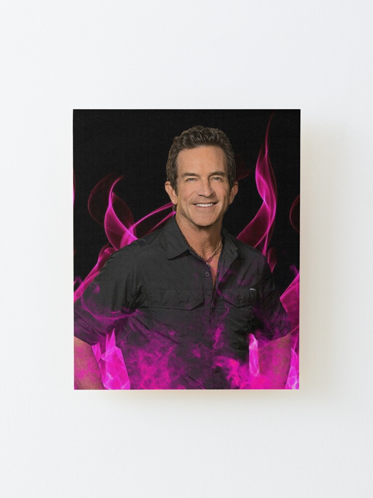 Jeff Probst Handsome Pink Glow Fire Blow | Mounted Print