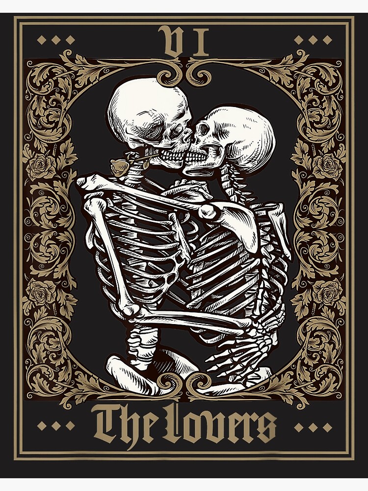 The Lovers Vintage Tarot Card Skeleton Poster For Sale By