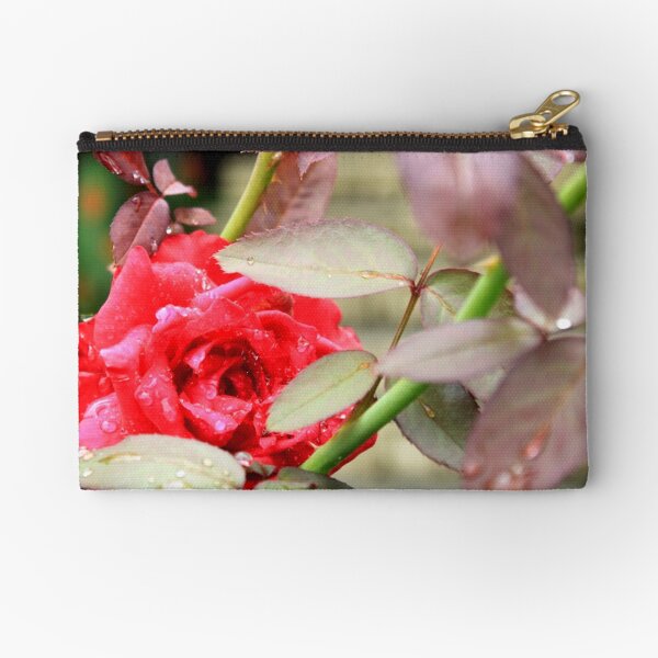 Rain Kissed Rose Zipper Pouch