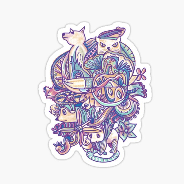 Item preview, The adventure of animals with a doodle pattern. designed and sold by hadkhanong.