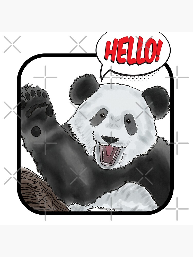 Lámina rígida «Panda diciendo hola» de BunnyBizarre | Redbubble