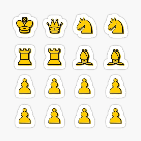 Complete Chess Set 2 - Yellow Chess Pieces Sticker