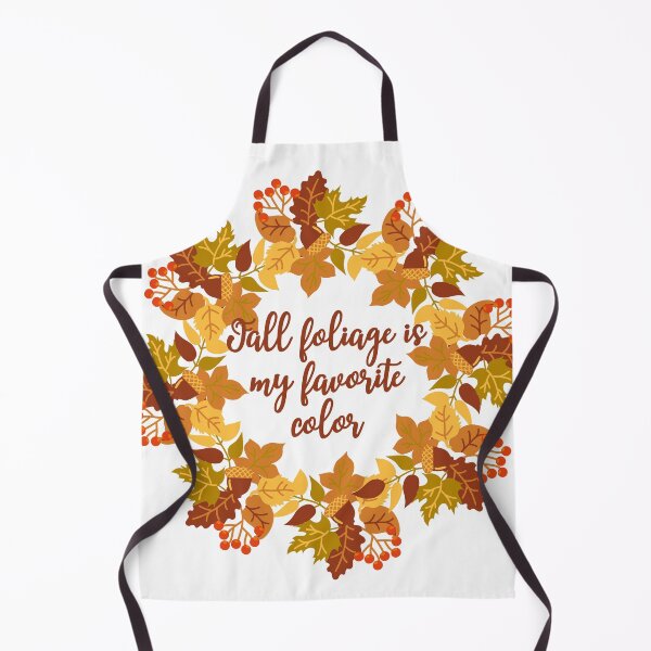 Item preview, A wreath of autumn leaves, branches with berries and acorns. Poster with autumn wreath and text Fall foliage is my favorite color. Orange, red, yellow, green and brown colors. designed and sold by Mallva.