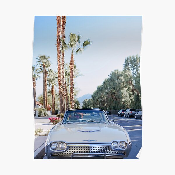 Palm Springs, Palm Trees, Vintage Car, Summer, Sky Poster