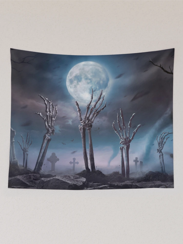 Thumbnail 2 of 3, Tapestry, Skeleton Hand Rising designed and sold by JTS STORE.