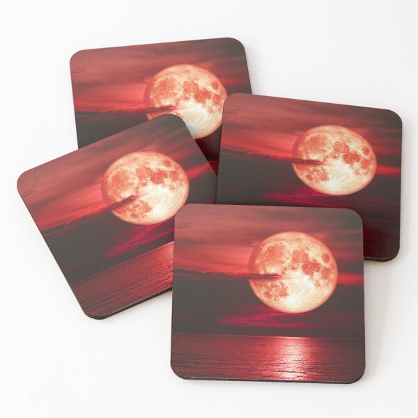 Item preview, Red Full Moon With Ocean Background designed and sold by JTS STORE.