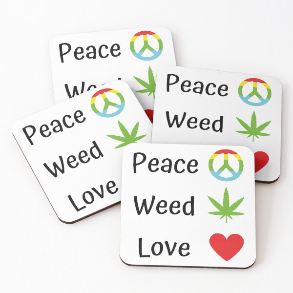 Aperçu de l'œuvre Paix, weed et amour - Meilleur design cannabis. créée et vendue par WeedHighLife.