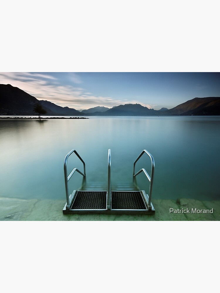 Thumbnail 2 of 2, Art Board Print, Annecy lake, morning at the beach designed and sold by patmo.