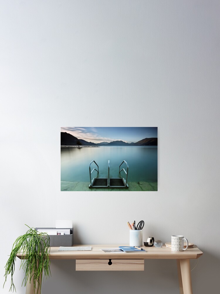 Thumbnail 2 of 3, Poster, Annecy lake, morning at the beach designed and sold by patmo.