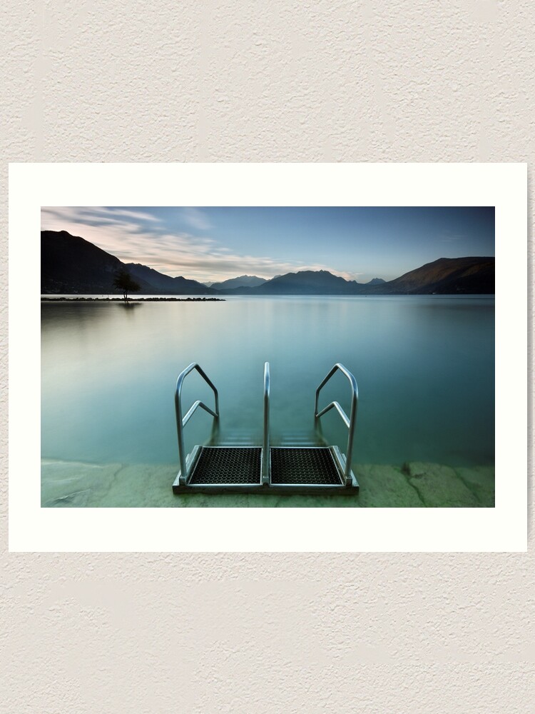 Thumbnail 1 of 3, Art Print, Annecy lake, morning at the beach designed and sold by patmo.