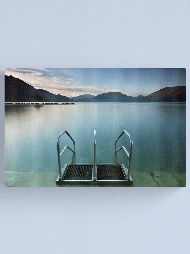 Thumbnail 1 of 3, Canvas Print, Annecy lake, morning at the beach designed and sold by patmo.