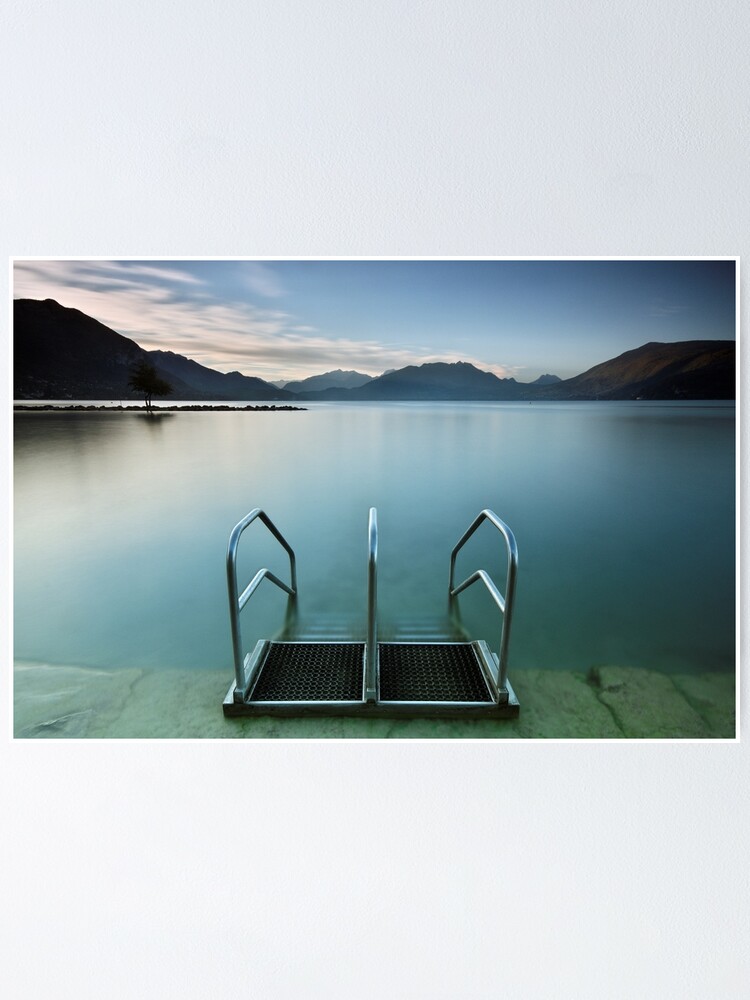 Thumbnail 1 of 3, Poster, Annecy lake, morning at the beach designed and sold by patmo.