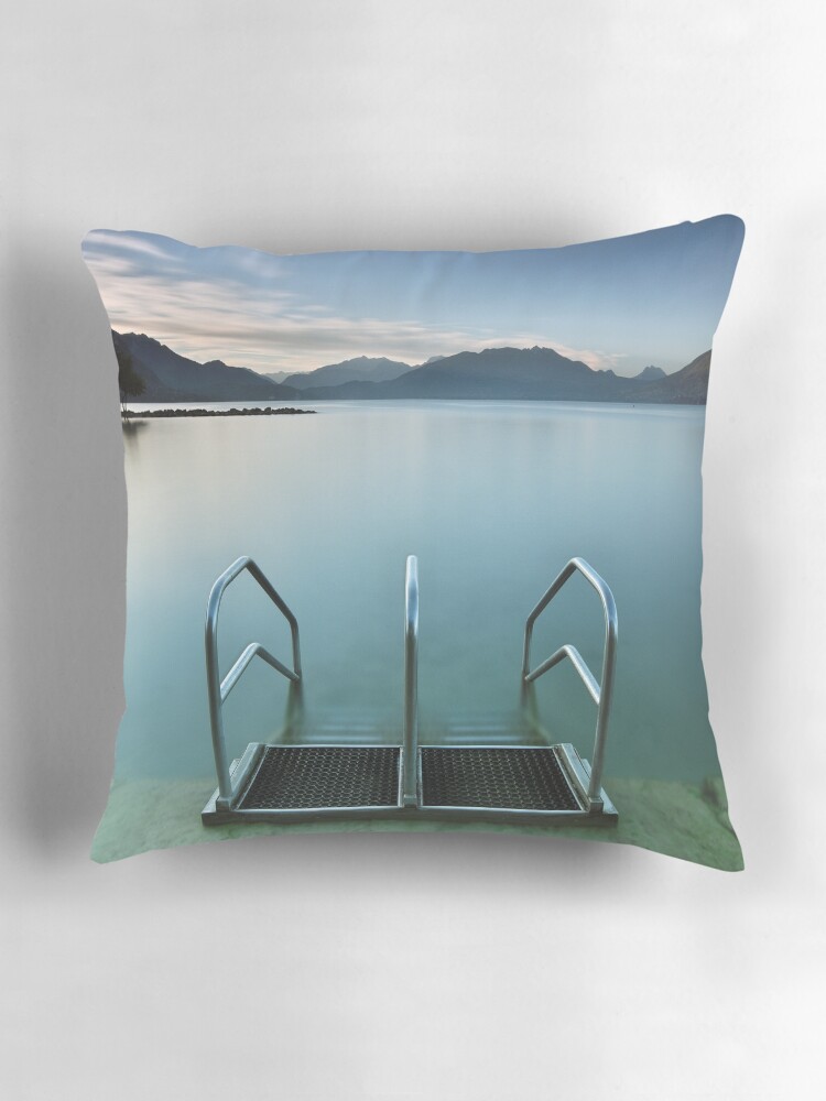Thumbnail 3 of 4, Pillow, Annecy lake, morning at the beach designed and sold by patmo.