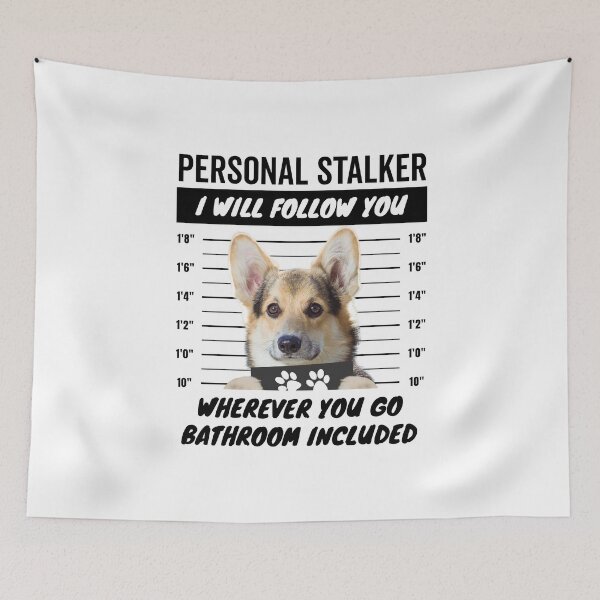 Item preview, The Disapproving Stalker of the Corgis – Furry Tricolor Corgi designed and sold by More Cute Dogs.