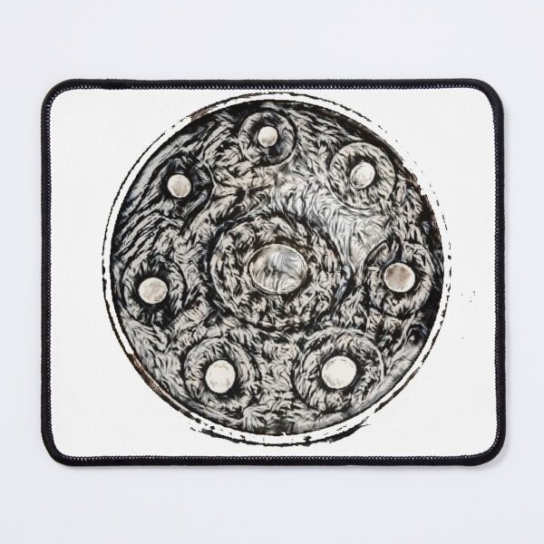 Item preview, Handpan sketch dark cloudy moon design. designed and sold by TrippyEarth.