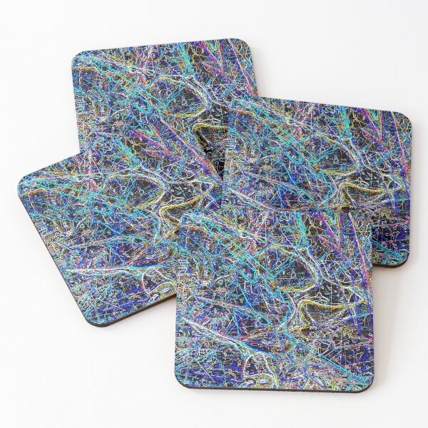 Item preview, neon squiggly lines on black designed and sold by frauenbrauen.