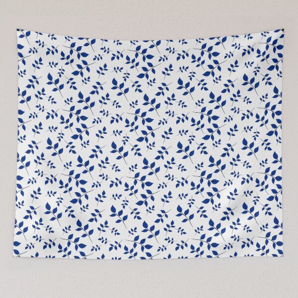 Item preview, Blue Leaf Pattern Bed Sheet Design designed and sold by PodiShawna.
