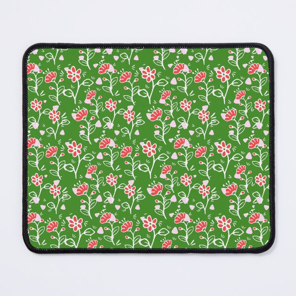 Item preview, Pink Flower Pattern in Green Background Bed Sheet Design designed and sold by PodiShawna.