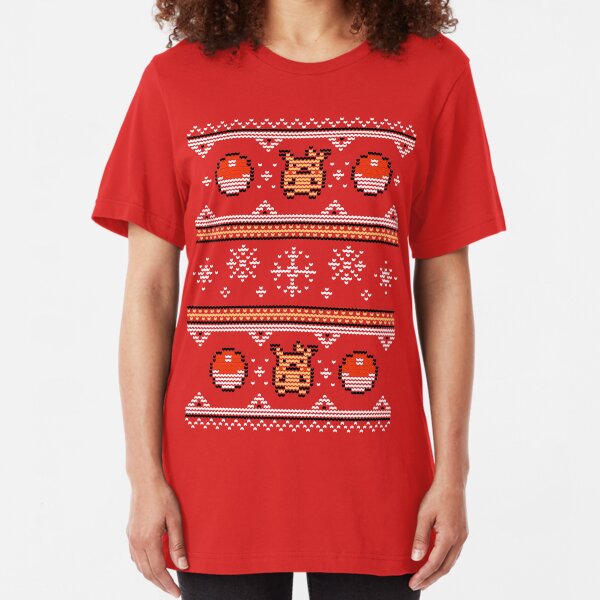 8-bit Christmas Sweater Slim Fit T-Shirt