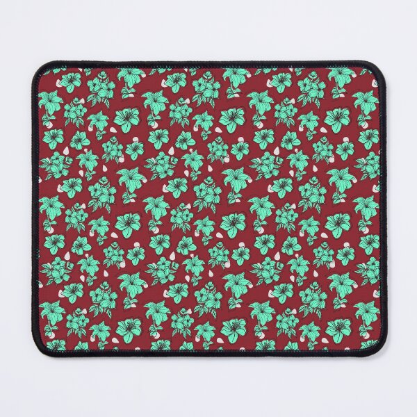 Item preview, Green Flower Pattern in Maroon Color Background Bed Sheet Design designed and sold by PodiShawna.