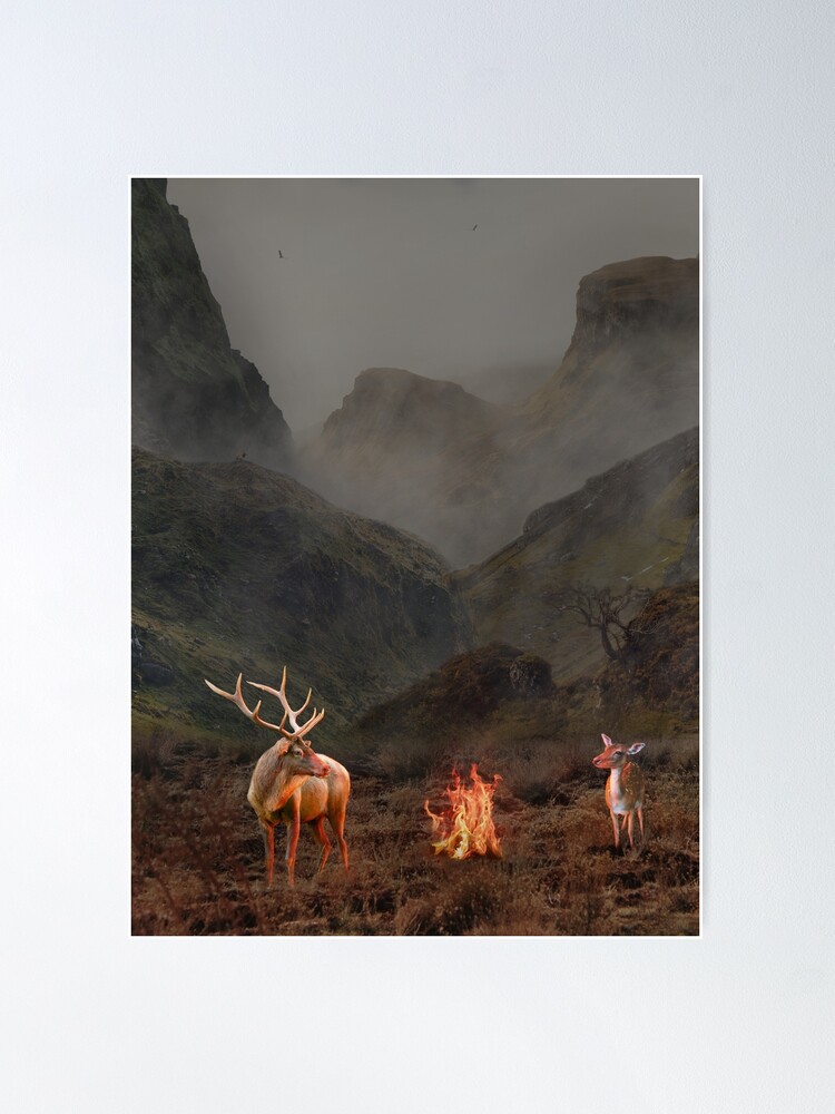 Poster, Travel with wild deer in a deserted area designed and sold by Butterfly-Dream