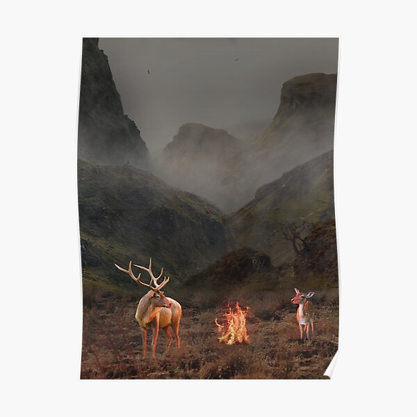 Travel with wild deer in a deserted area Poster