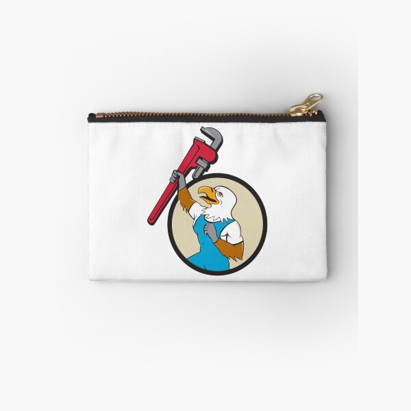 Item preview, Plumber Eagle Raising Up Pipe Wrench Circle Cartoon designed and sold by patrimonio.