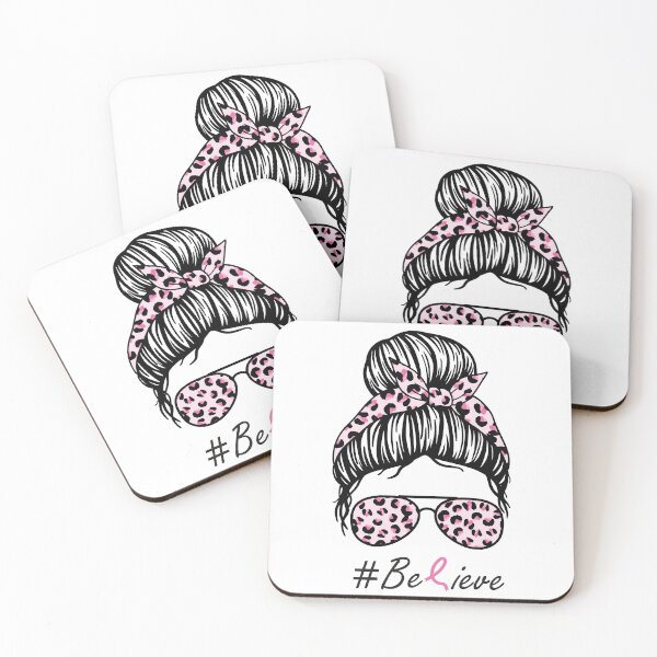 Item preview, Breast Cancer Awareness Messy Bun Warrior Believe Women designed and sold by CocktailDesigns.
