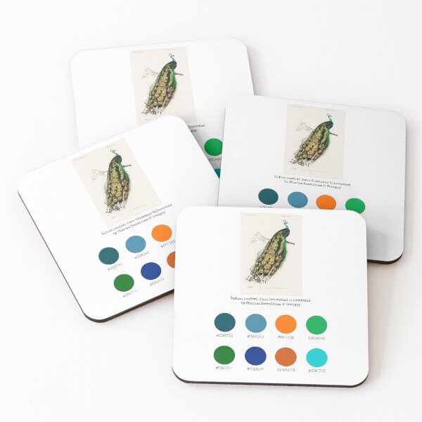Item preview, Colour Palette of Indian peafowl (Pavo Cristatus) illustrated by Charles Dessalines D' Orbigny designed and sold by CoffeewithAnh.