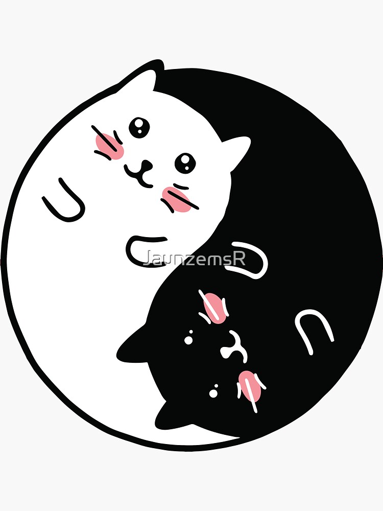 Thumbnail 3 of 3, Sticker, Yin Yang Balancing Cats designed and sold by JaunzemsR.